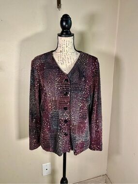 Mirasol Plum Mosaic Button-Front Knit Blazer